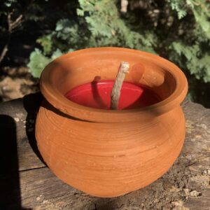 Znicz otwarty gliniany 1 knot. 9 cm. Glina z Podlasia